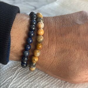 Blue and Yellow Beaded Bracelets